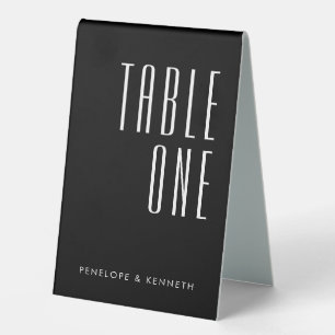 Plaque De Table Simple Rétro Noms Personnalisés Mariage Uni Noir