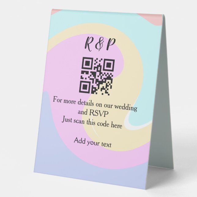 Plaque De Table Site web de mariage rsvp q r code ajouter nom text (Recto)