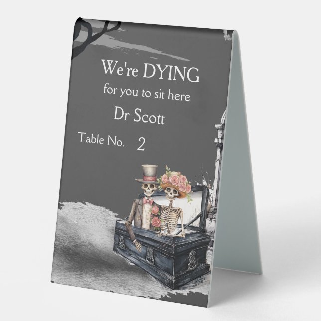 Plaque De Table Skeleton Couple Mariage (Recto)