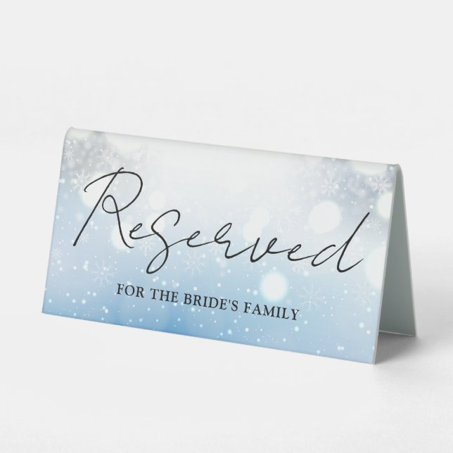 Plaque De Table Snowflakes Script réservé en hiver (Verso)