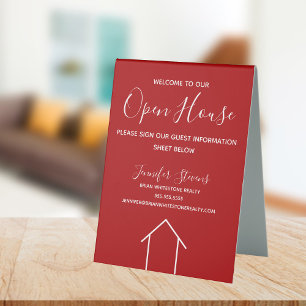 Plaque De Table Société immobilière personnalisée Red Open House