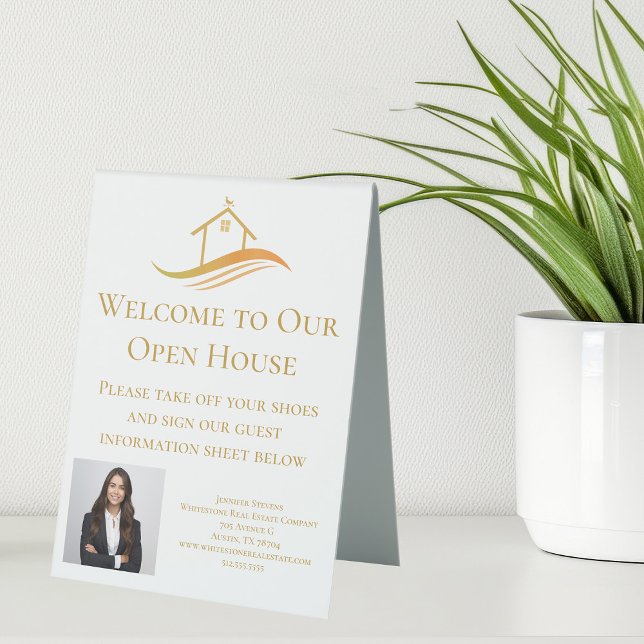 Plaque De Table Société immobilière sur mesure Open House Gold (Créateur téléchargé)
