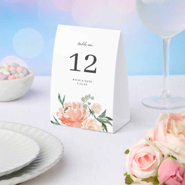 Plaque De Table Soft Peach Floral Wedding Table Number (Insitu (mariage))