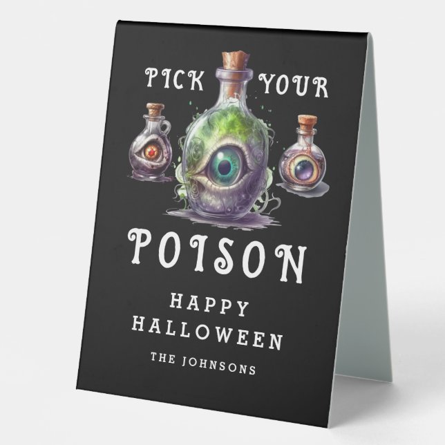 Plaque De Table Soirée Cocktail Halloween Choisir Votre Poison (Recto)