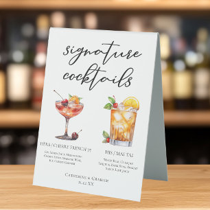 Plaque De Table Son Mariage d'été Signature Cocktails Menu