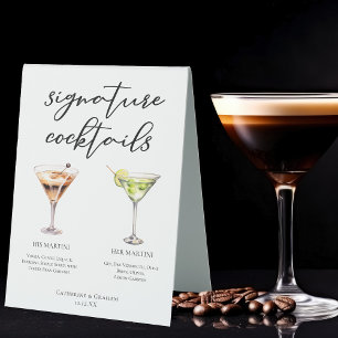 Plaque De Table Son Martini Signature Mariage Cocktails Menu