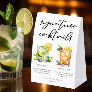 Plaque De Table Son Ses Cocktails Signature Mojito Mai Tai Menu