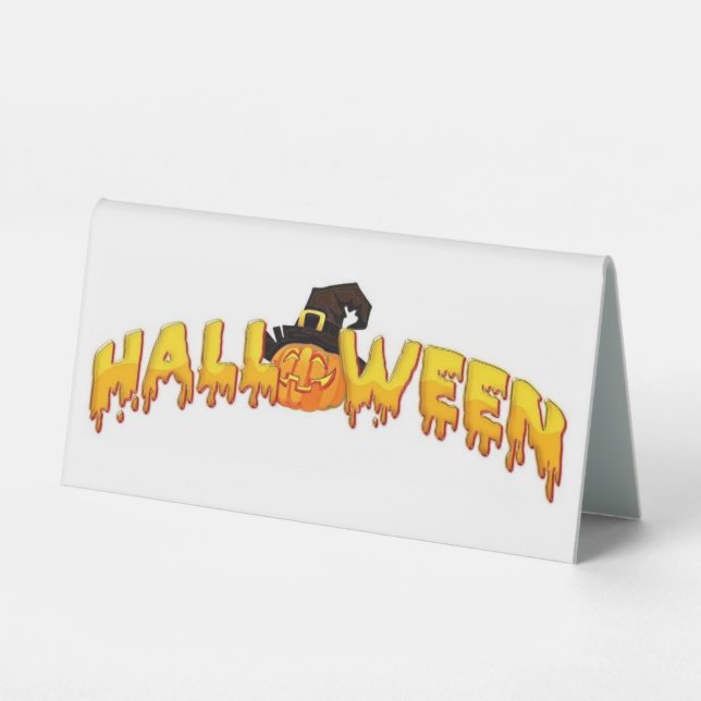 Plaque De Table Sorcière citrouille d'Halloween (Recto)