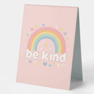 Plaque De Table Soyez Gentil – Positivité Pastel Arc-en-ciel