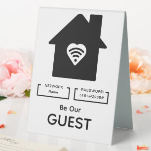 Plaque De Table Soyez notre invité WIFI information Mot de passe H