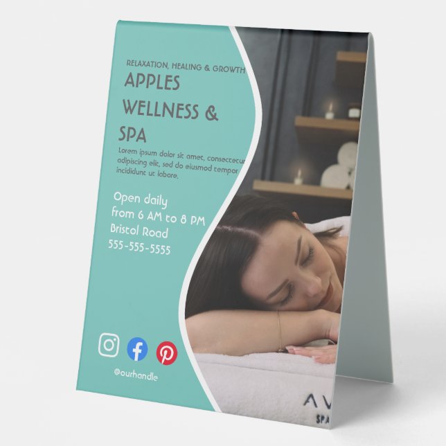 Plaque De Table spa de santé affiche prospectus centre de bien-êtr (Recto)