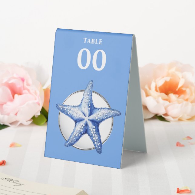 Plaque De Table Starfish bleu blanc mariage anniversaire luxueux (In SItu (Mariage))