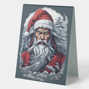Plaque De Table Striking Samurai Santa Claus