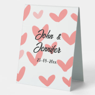 Plaque De Table style de texte minimal simple blanc mariage cœur r