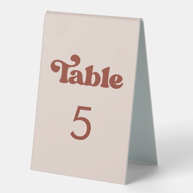 Plaque De Table Stylé retro pêche rose Numéro de tableau (Recto)