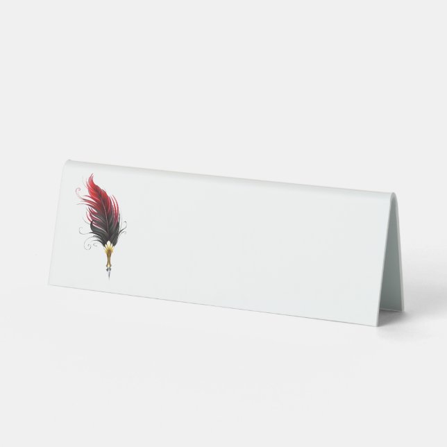 Plaque De Table Stylo rouge en plumes avec nib or (Recto)