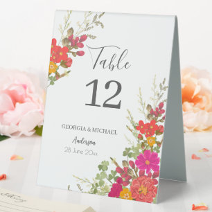 Plaque De Table Summer Floral Garden Fleurs sauvages Numéro de tab