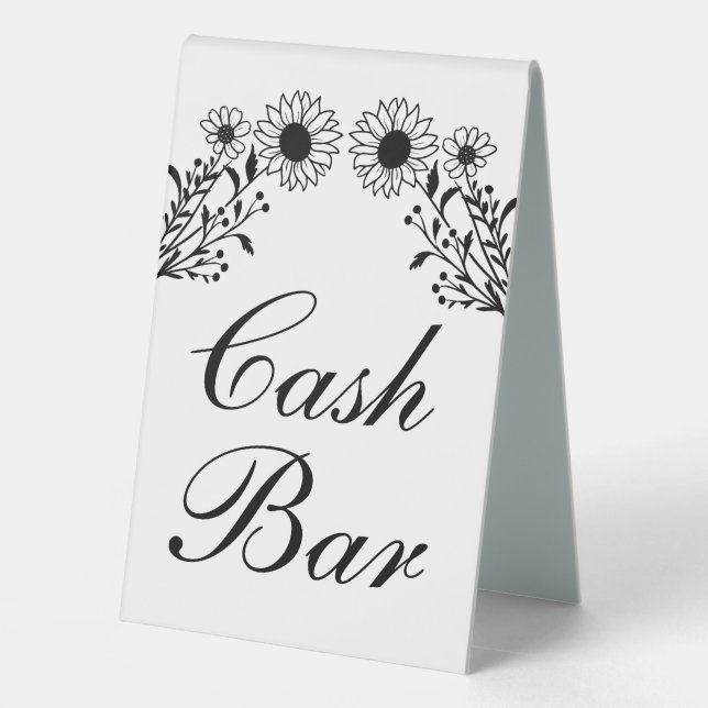 Plaque De Table Sunflower Mariage Cash Bar Rustique Fleur sauvage (Verso)
