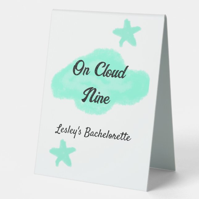 Plaque De Table Sur un nuage neuf nuages pastel vert étoile enterr (Recto)