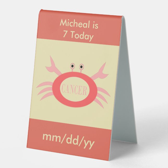 Plaque De Table Symbole cancéreux Crabe Personnalisé (Recto)