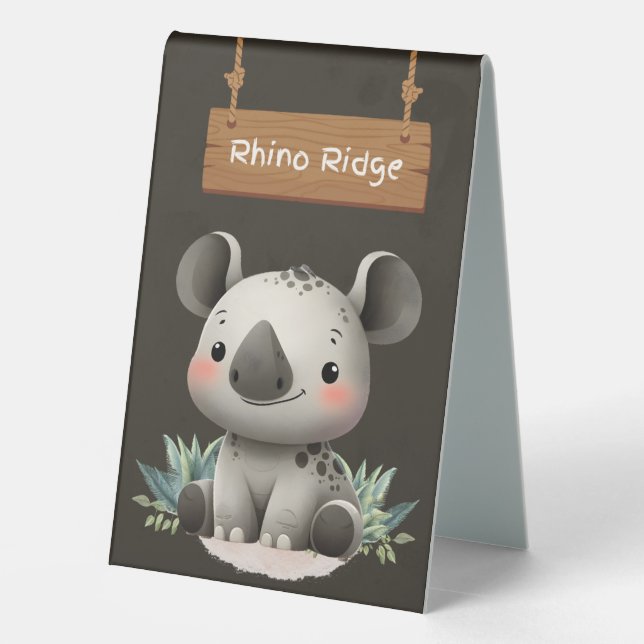 Plaque De Table Symbole de la table de crête de Cute Rhino (Verso)