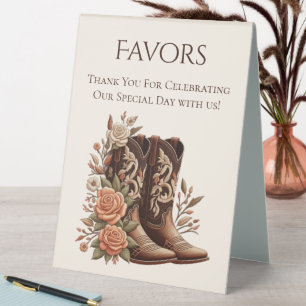 Plaque De Table Symbole de mariage Favor Bottes de cowboy avec fle