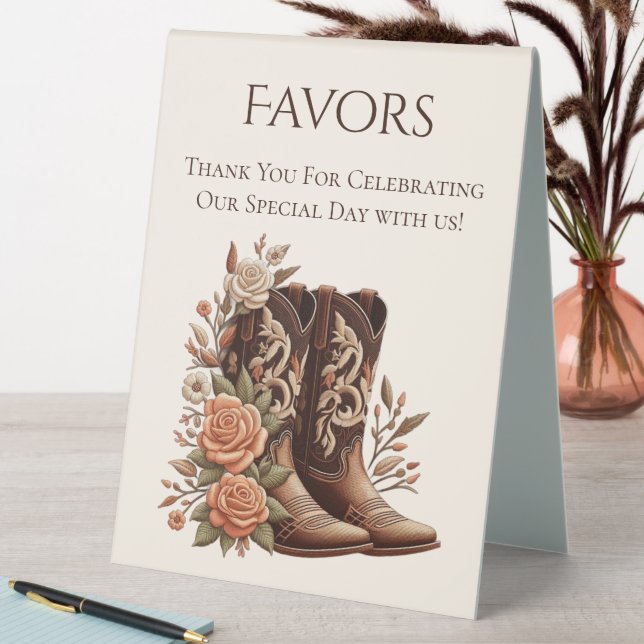 Plaque De Table Symbole de mariage Favor Bottes de cowboy avec fle (En SItu (Tableau))