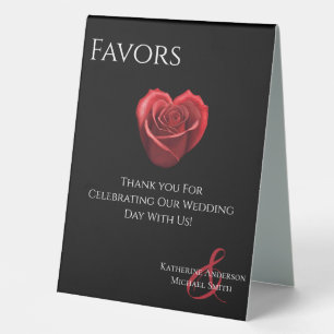 Plaque De Table Symbole de mariage préféré en forme de coeur rouge