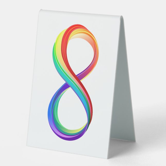 Plaque De Table Symbole d'infinité arc-en-ciel stratifié (Recto)