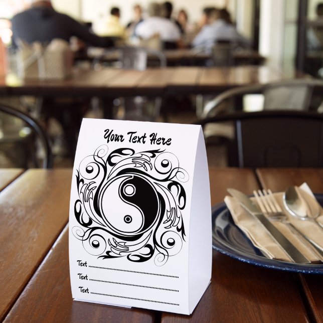 Plaque De Table Symbole Yin & Yang noir et blanc de style tatouage (Insitu (restaurant))