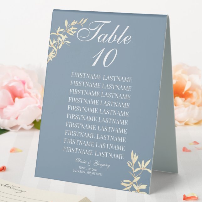 Plaque De Table Symphonie florale intemporelle en Mariage bleu (In SItu (Mariage))