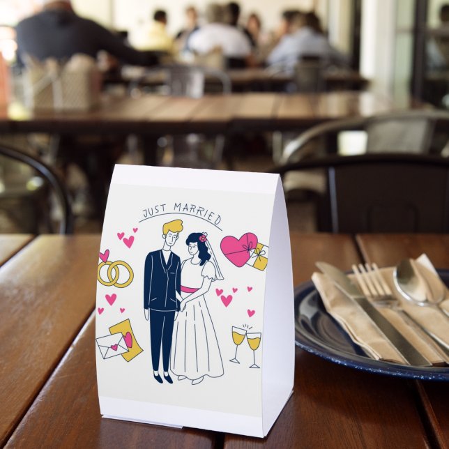 Plaque De Table Table "Jeunes mariés" dessinée de façon fantaisist (Insitu (restaurant))
