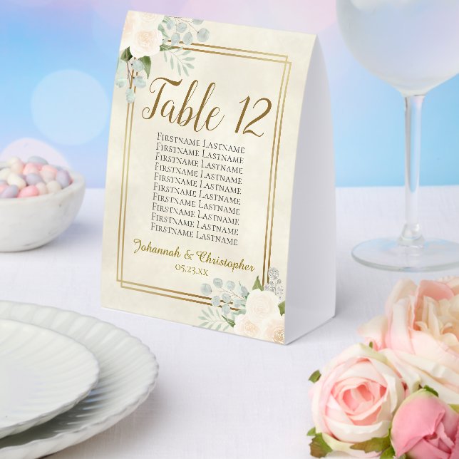 Plaque De Table Tableau des Mariages de Roses blanches - Numéro de (Insitu (mariage))