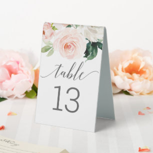 Plaque De Table Tableau Numéros de table Mariage de fleurs blanche