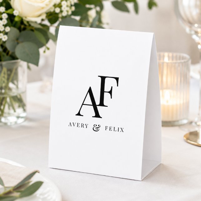 Plaque De Table Tente de table en papier | Centre de table monogra (Easy to customize tabletop wedding signage with sophisticated typography)