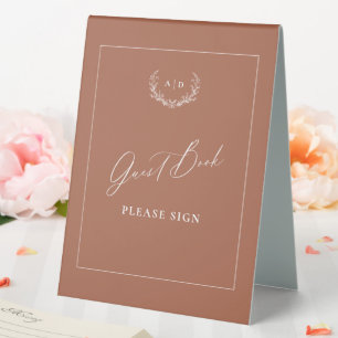 Plaque De Table Terracotta Cottage Guest Book Table Tente Panneau