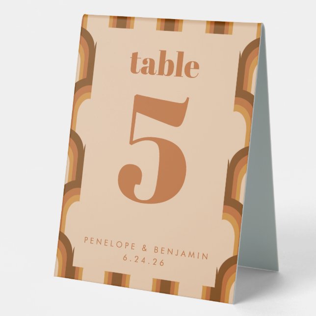Plaque De Table Terracotta Marron Rétro Années 70 Numéro de Table  (Recto)