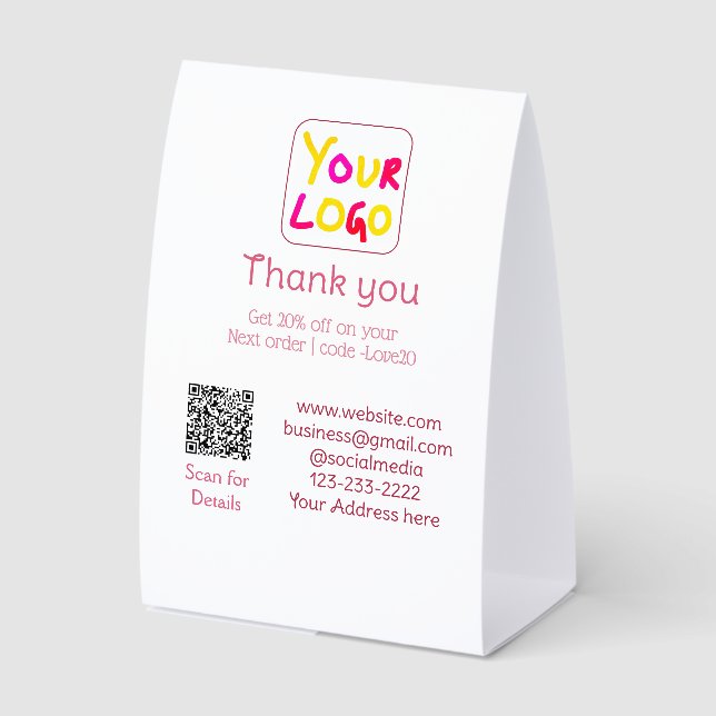 Plaque De Table texte simple minimal ajoutez votre logo/dessin ici (Recto)