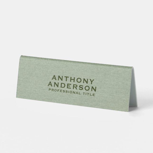 Plaque De Table Texture de tissu vert sauge (Verso)