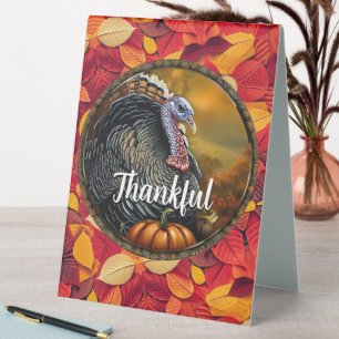 Plaque De Table Thankful and Turkey Thanksgiving Menu