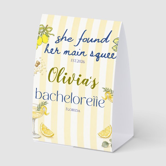 Plaque De Table thème citron elle a trouvé son petit ami jaune (Recto)