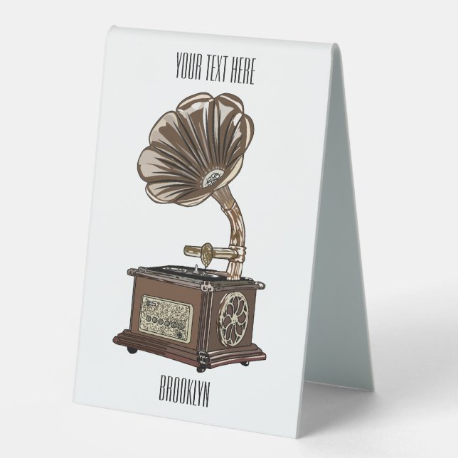 Plaque De Table Tourne-disque dessin animé (Recto)