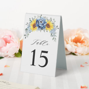Plaque De Table Tournesol Dusty Blue Slate Peony Mariage floral