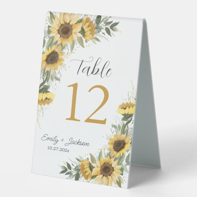 Plaque De Table Tournesol Végétal Aquarelle (Recto)