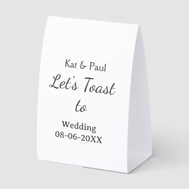 Plaque De Table Trinquons au mariage nom date couple simple (Recto)
