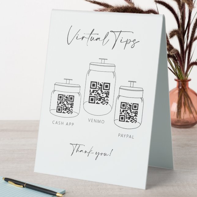 Plaque De Table Triple Tip Jar Scan QR Code Cash App Paiement (En SItu (Tableau))