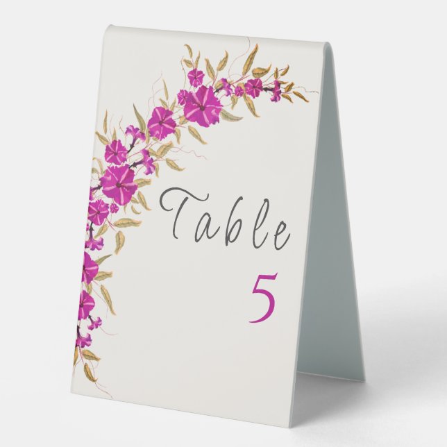 Plaque De Table Trumpet sauvage violet Vin Fleur Jardin Mariage (Recto)