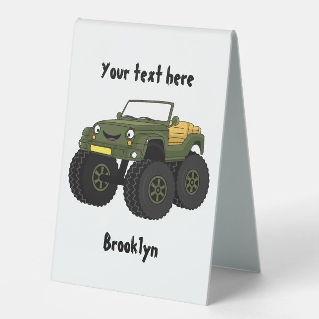 Plaque De Table Un Green Monster truck (Recto)