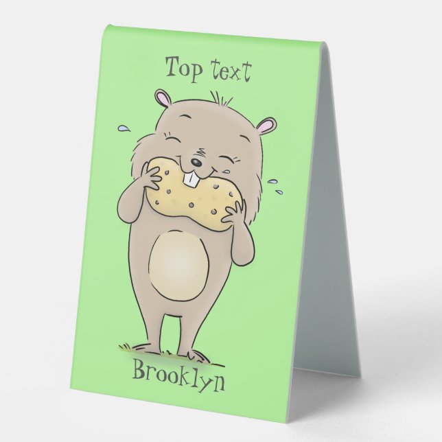 Plaque De Table Un joli hamster souriant avec un dessin animé d'ar (Recto)