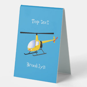 Plaque De Table Un joli hélicoptère de dessin animé jaune